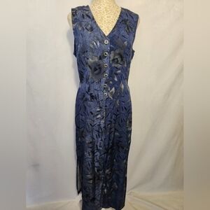 New York Extremes Women's Floral Print Sleeveless Button Down Maxie Duster SZ 6